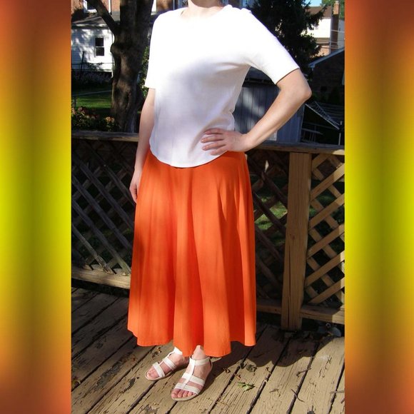NEW Orange A-Line Maxi Skirt M/L by Liz Claiborne - Picture 1 of 8